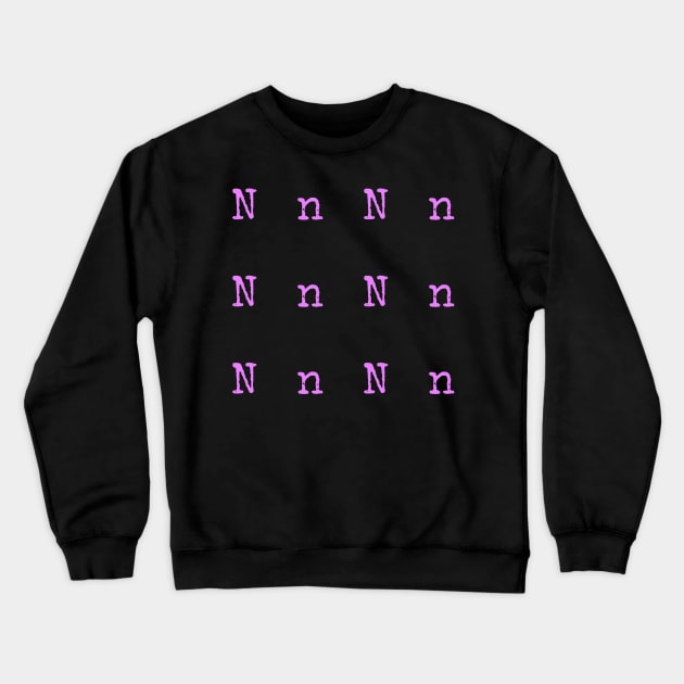 Pink Typewriter Letter N Crewneck Sweatshirt by anacarminda